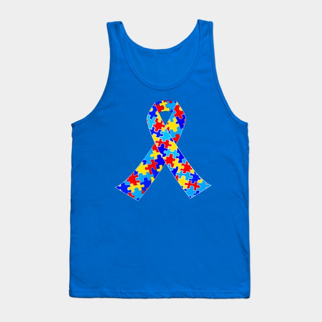 Autism Ribbon for Autism Pride and Awareness Tank Top by epiclovedesigns